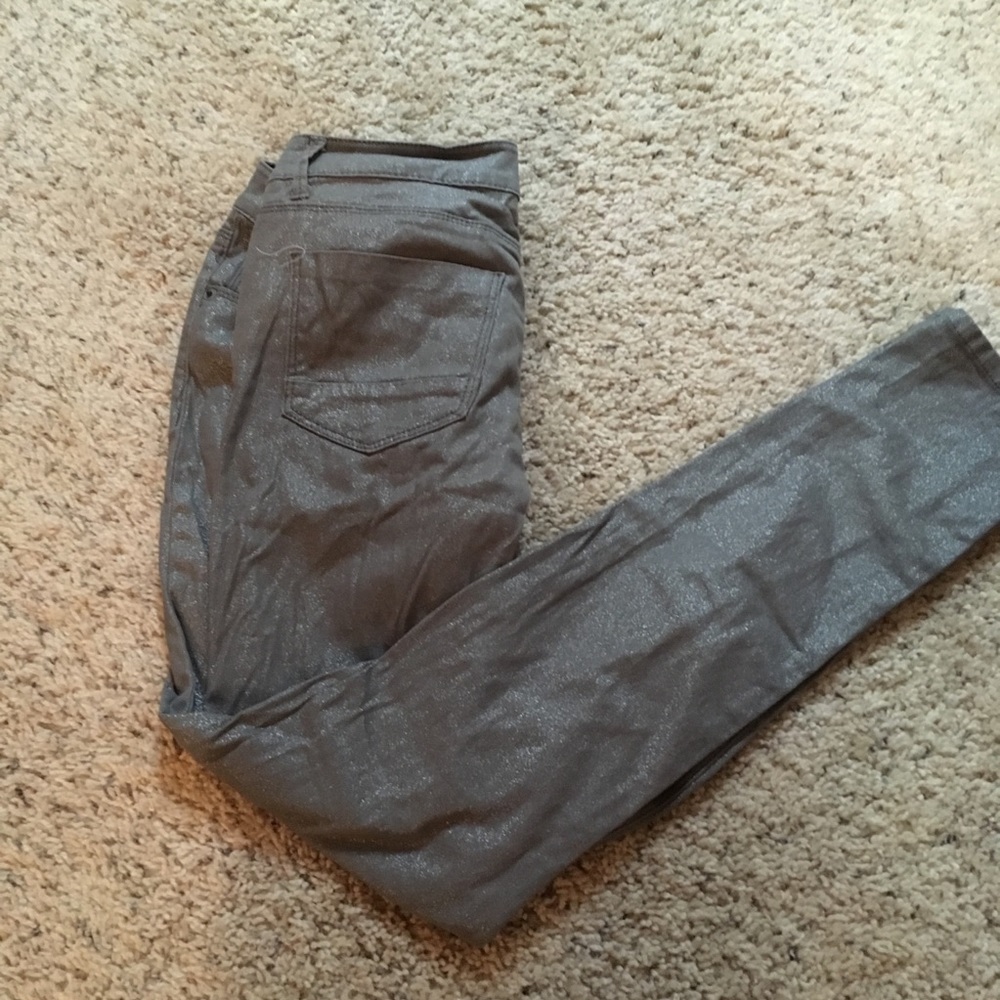 Metallic grey skinny jean pant